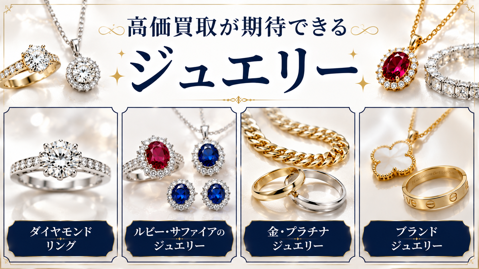 ジュエリーの買取相場は？査定額が決まるポイントと高価買取のコツを解説
