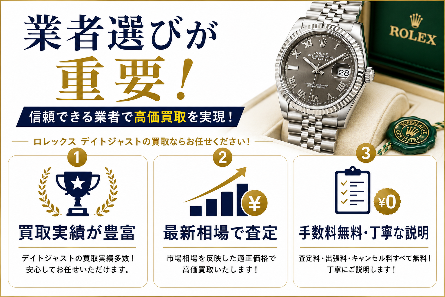 ロレックス デイトジャストの買取相場は？高価買取のポイントや査定額アップのコツを解説