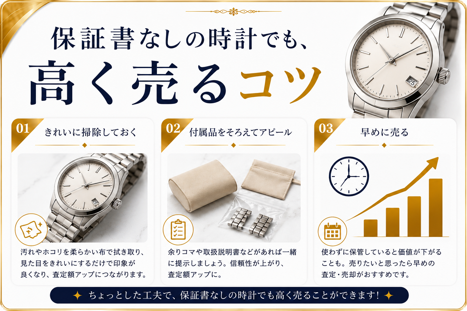 保証書なしの時計でも買取できる？査定額への影響と高く売るコツを解説