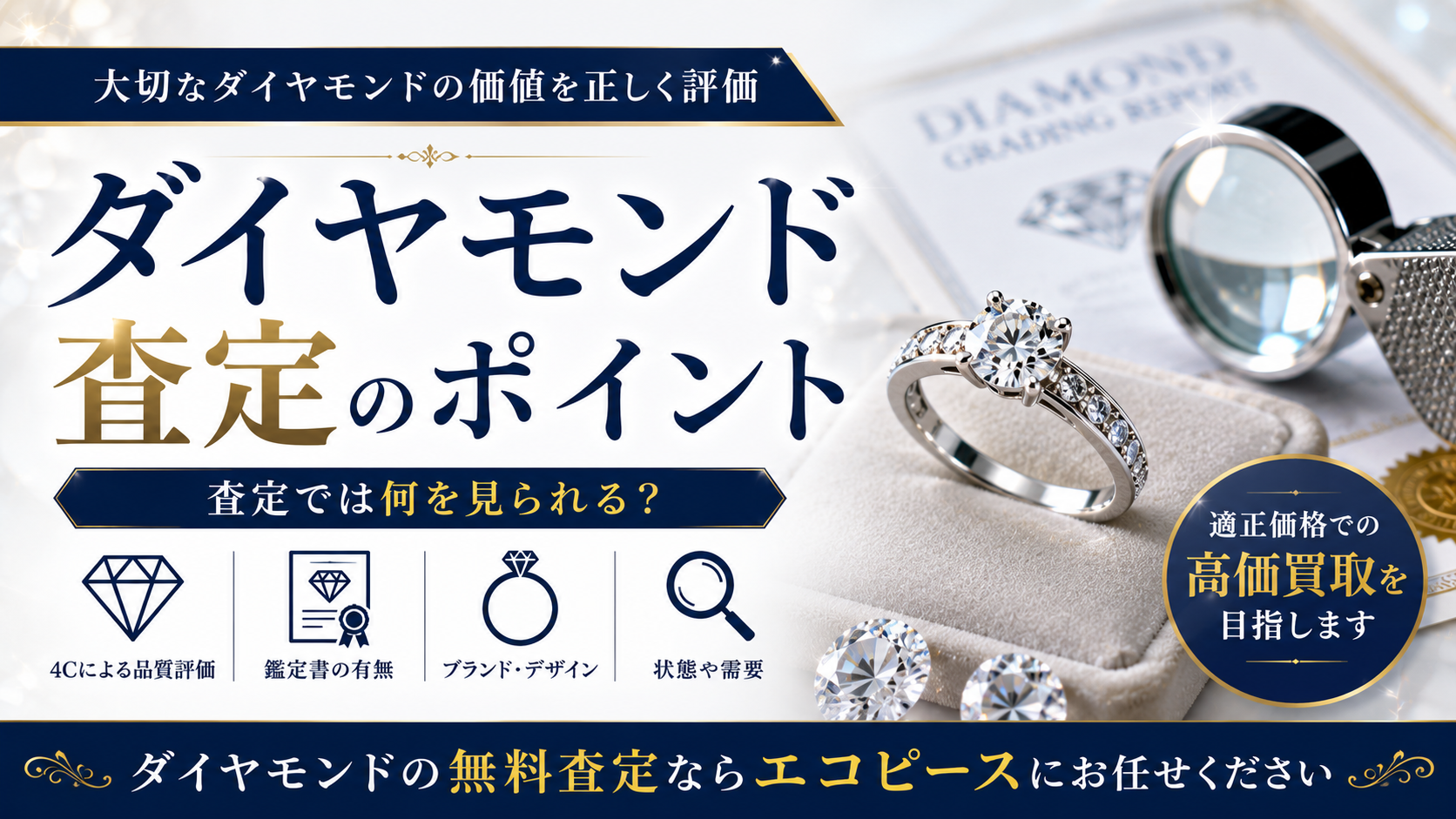 ダイヤモンド査定のポイントとは？査定額が決まる基準と高価買取のコツを解説
