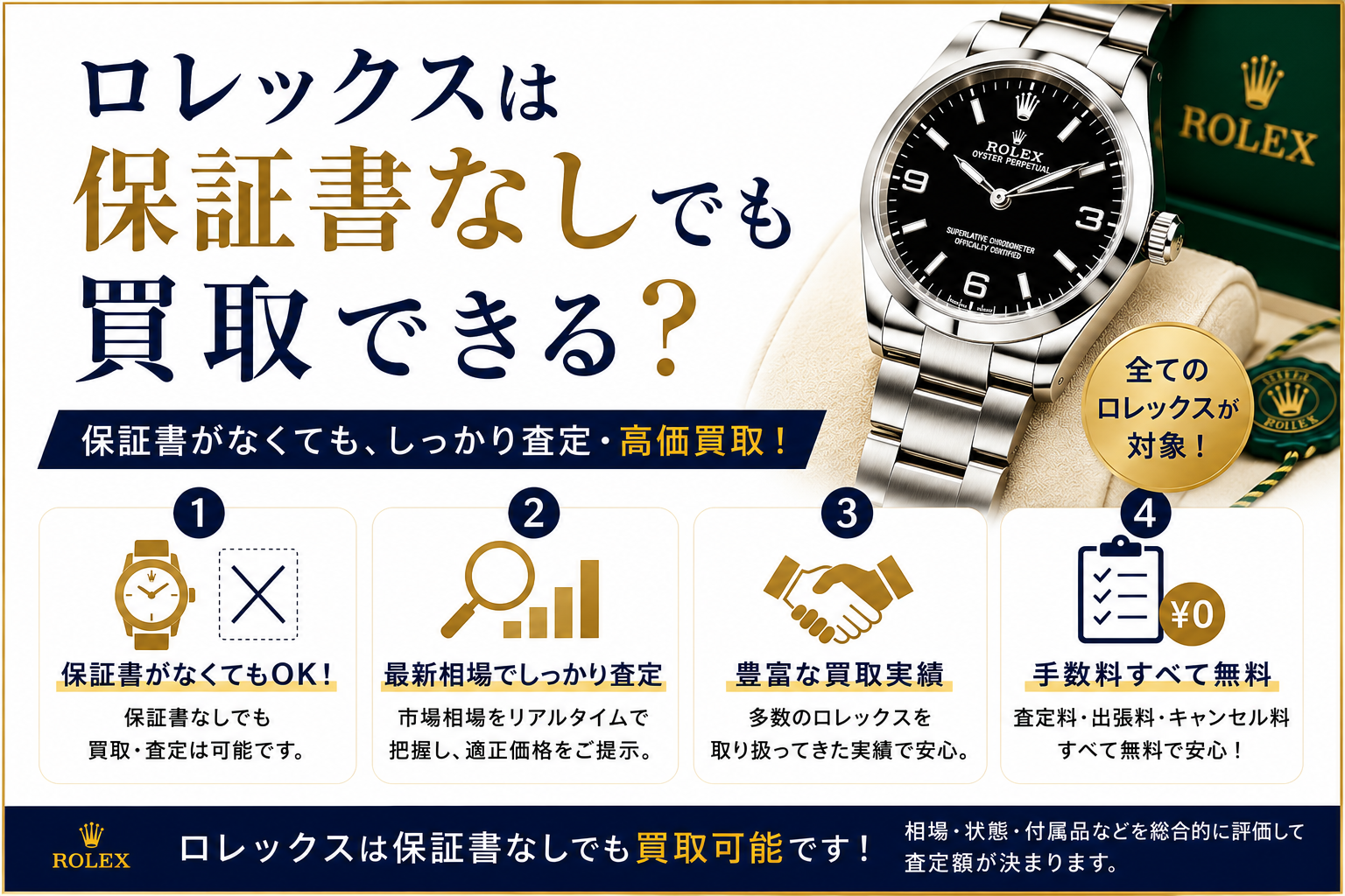 ロレックスは保証書なしでも買取できる？査定額への影響や高く売るコツを解説