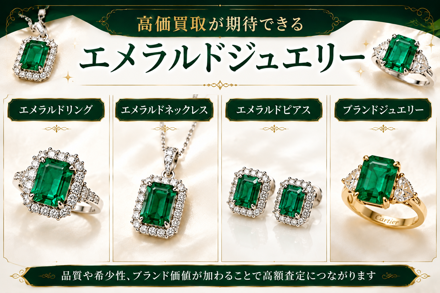 エメラルドの買取相場は?査定額が決まるポイントと高価買取のコツを解説