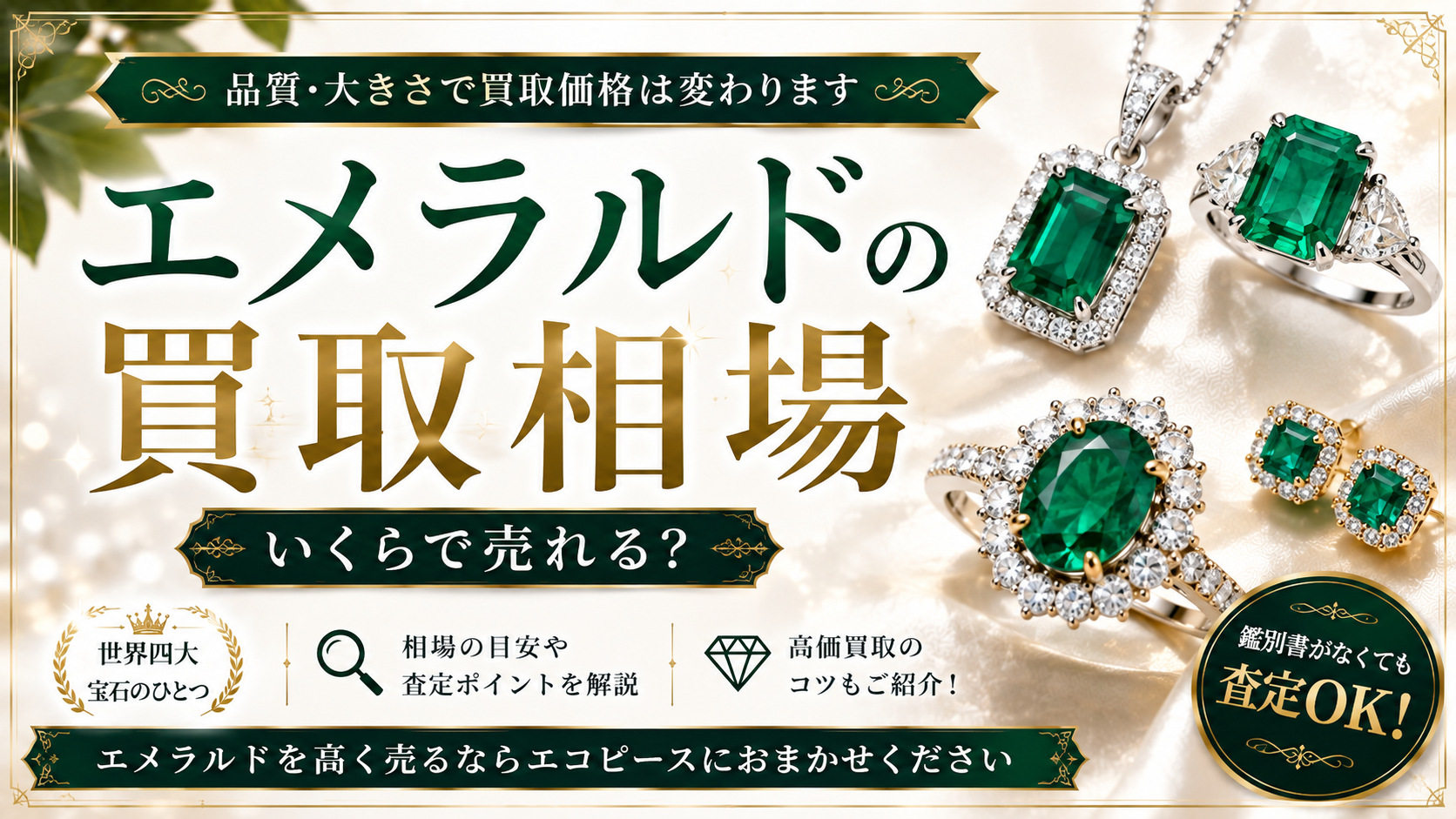 エメラルドの買取相場は?査定額が決まるポイントと高価買取のコツを解説