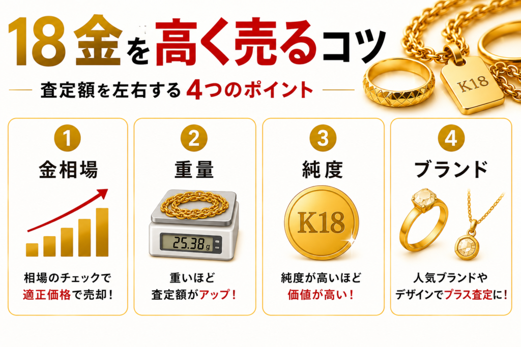 18金の価値や純度・価格・高価買取のポイントを解説