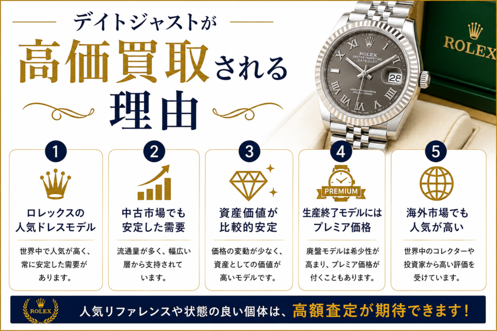 ロレックス デイトジャストの買取相場は？高価買取のポイントや査定額アップのコツを解説