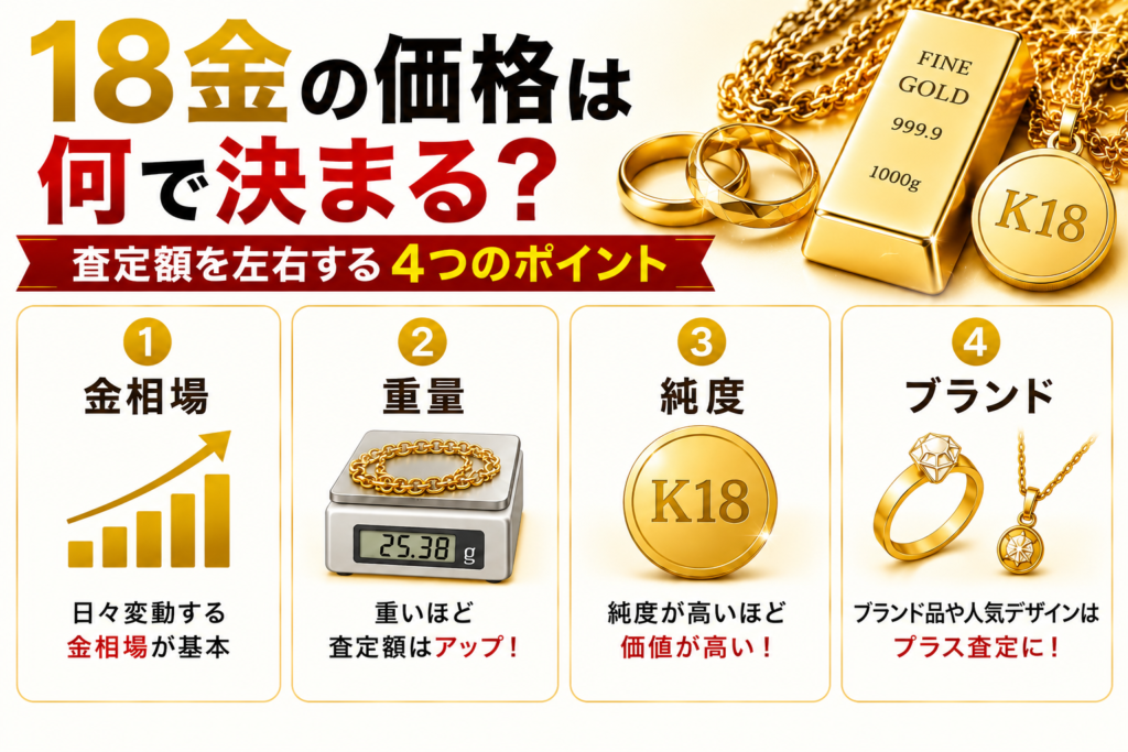 18金の価値や純度・価格・高価買取のポイントを解説