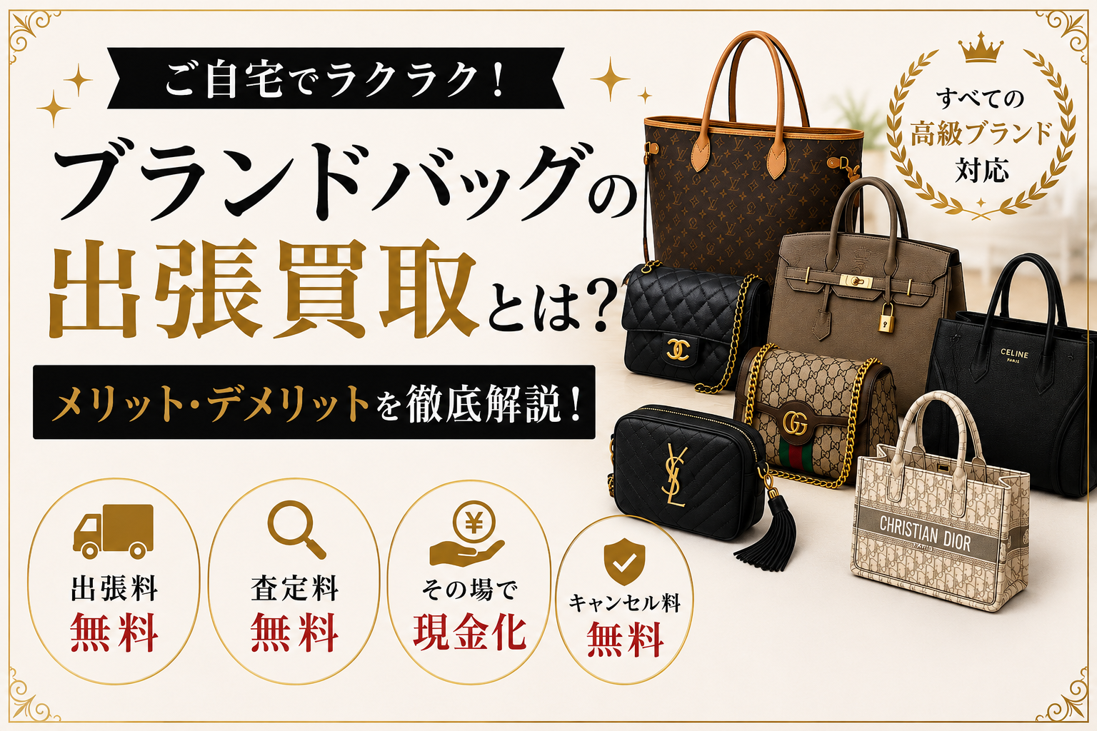 ブランドバッグの出張買取とは？利用の流れやメリット・高価買取のコツを解説