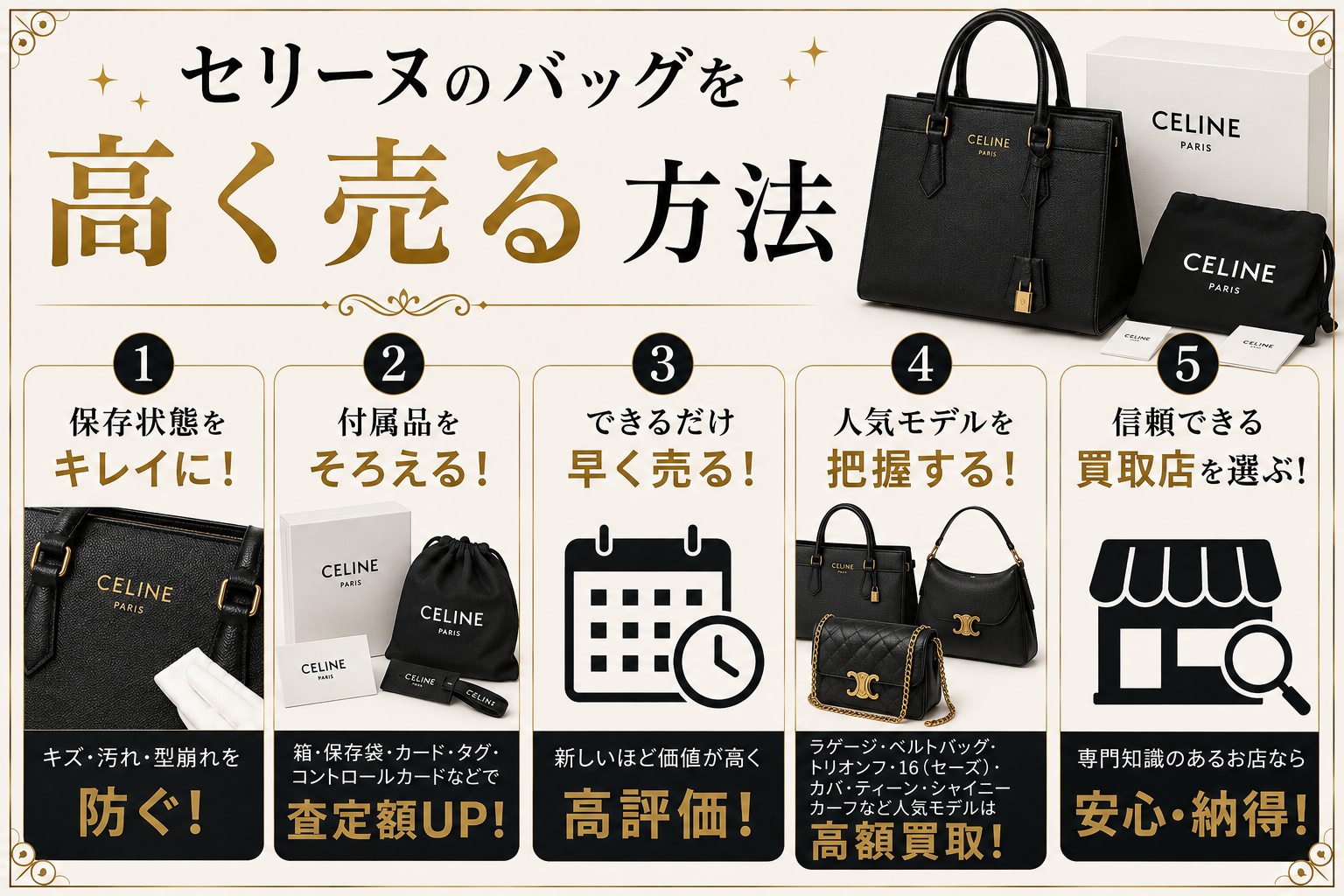 セリーヌの買取相場は?人気バッグの査定価格と高価買取のポイントを解説