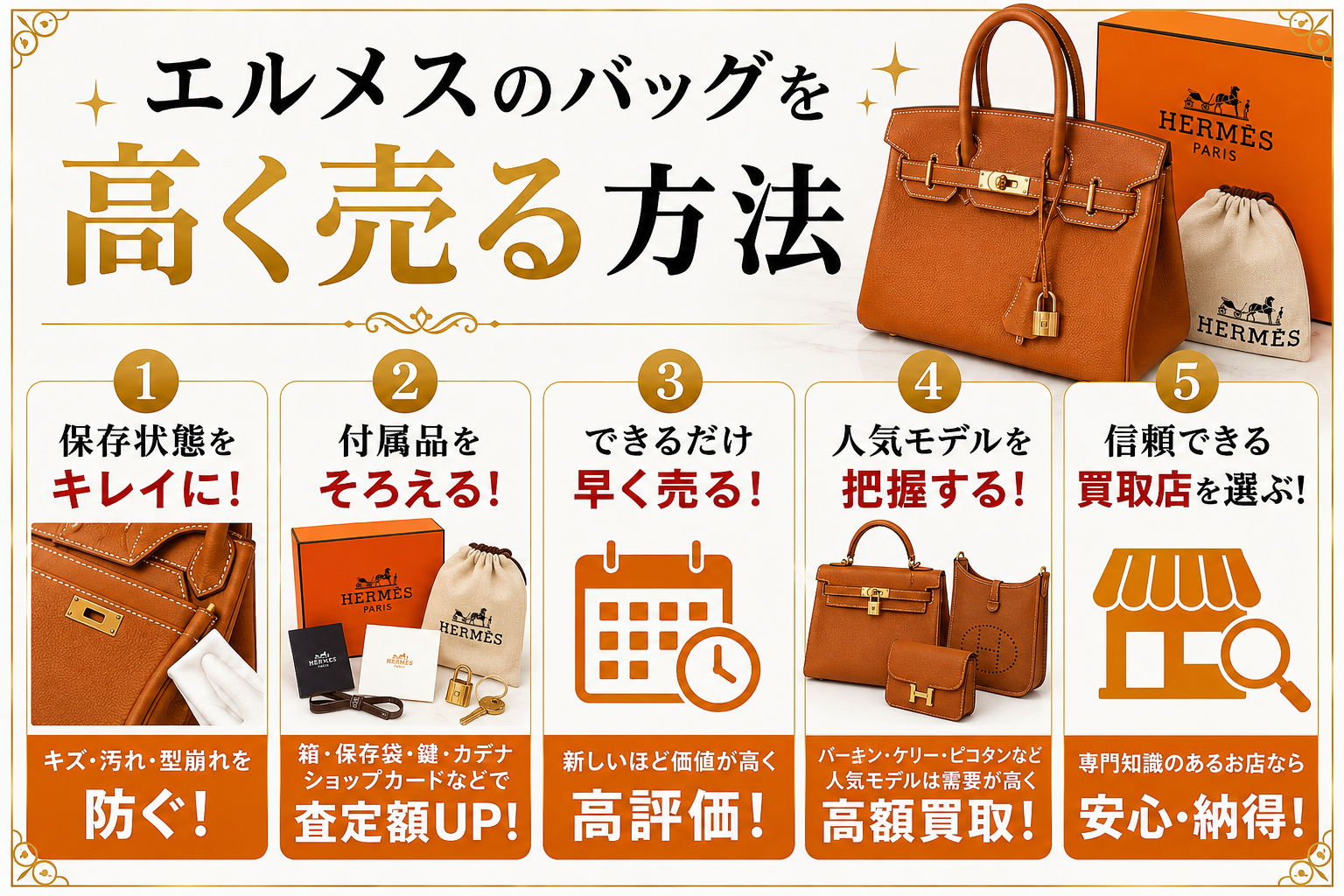 エルメスの買取相場は？人気バッグの査定価格と高価買取のポイントを解説