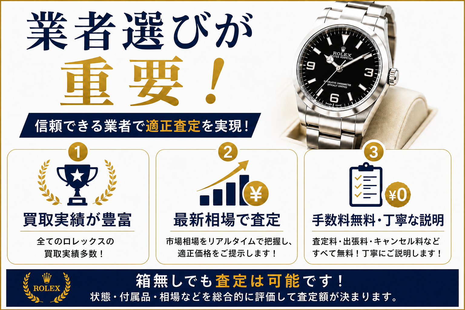 ロレックスは箱なしでも買取できる？査定額への影響や高く売るコツを解説