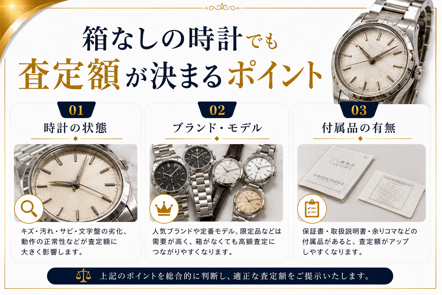 箱なしの時計でも買取できる？査定額への影響と高く売るコツを解説