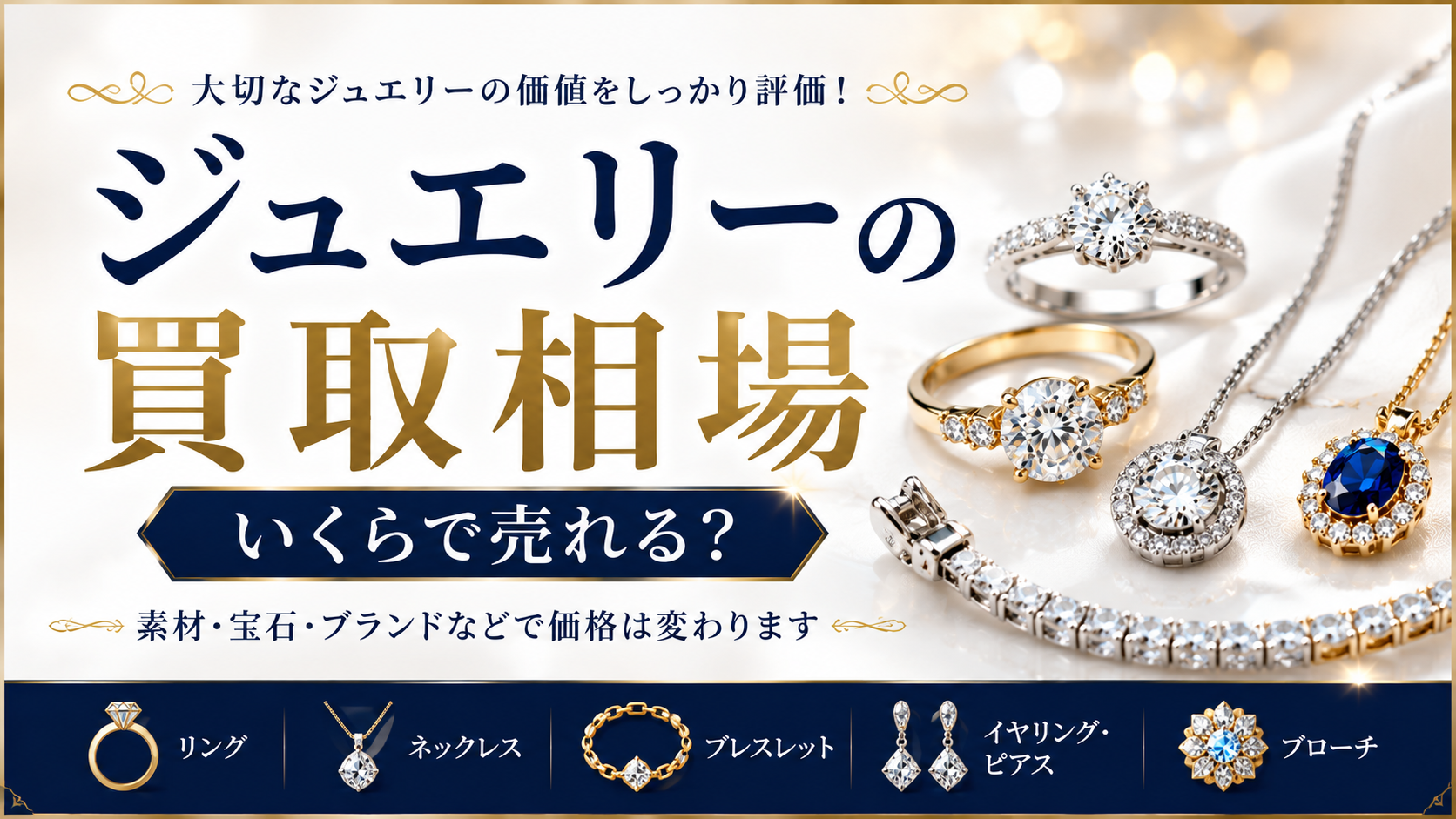 ジュエリーの買取相場は？査定額が決まるポイントと高価買取のコツを解説