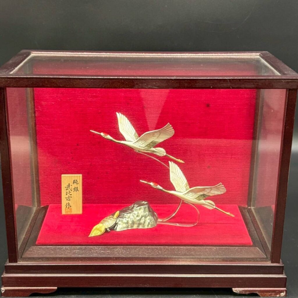 奈良県奈良市で出張買取したTAKEHIKO（武比古）純銀 鶴・亀 置物
